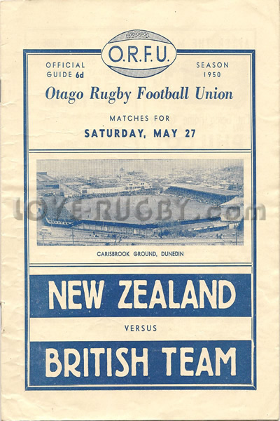 1950 New Zealand v British Isles  Rugby Programme